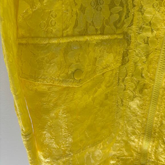 J. Crew Collection Lemon Yellow Coated Lace Jacket Preppy Size Medium - Picture 7 of 10